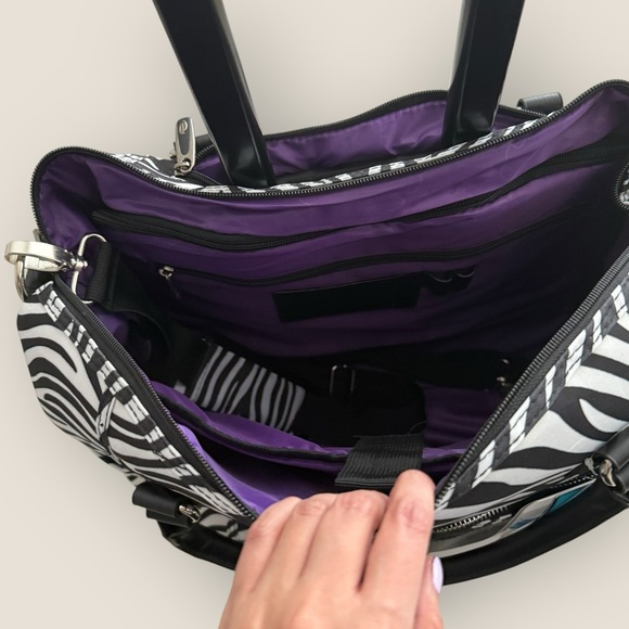 Calpak | Zanny Rolling Carry-On Tote | Zebra Print with Purple Interior | OS - Picture 10 of 12